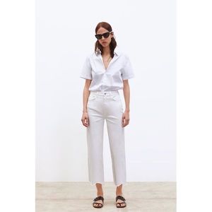Zara Premium High Waist Cropped White Jeans - US 6